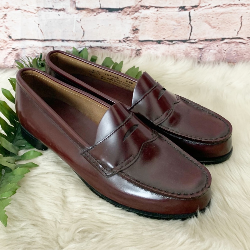 Women's Burgundy Penny Loafers - Classic Slip-On Flats